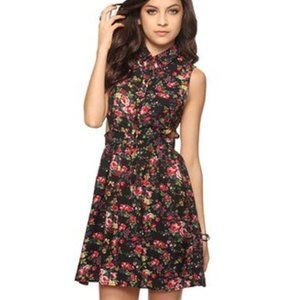 Forever21 Floral Sleeveless Button Up Cutout Dress